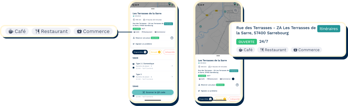Une capture d'écran de smartphone illustrant l'ajout des Points Of Interest sur l'app DRIVECO