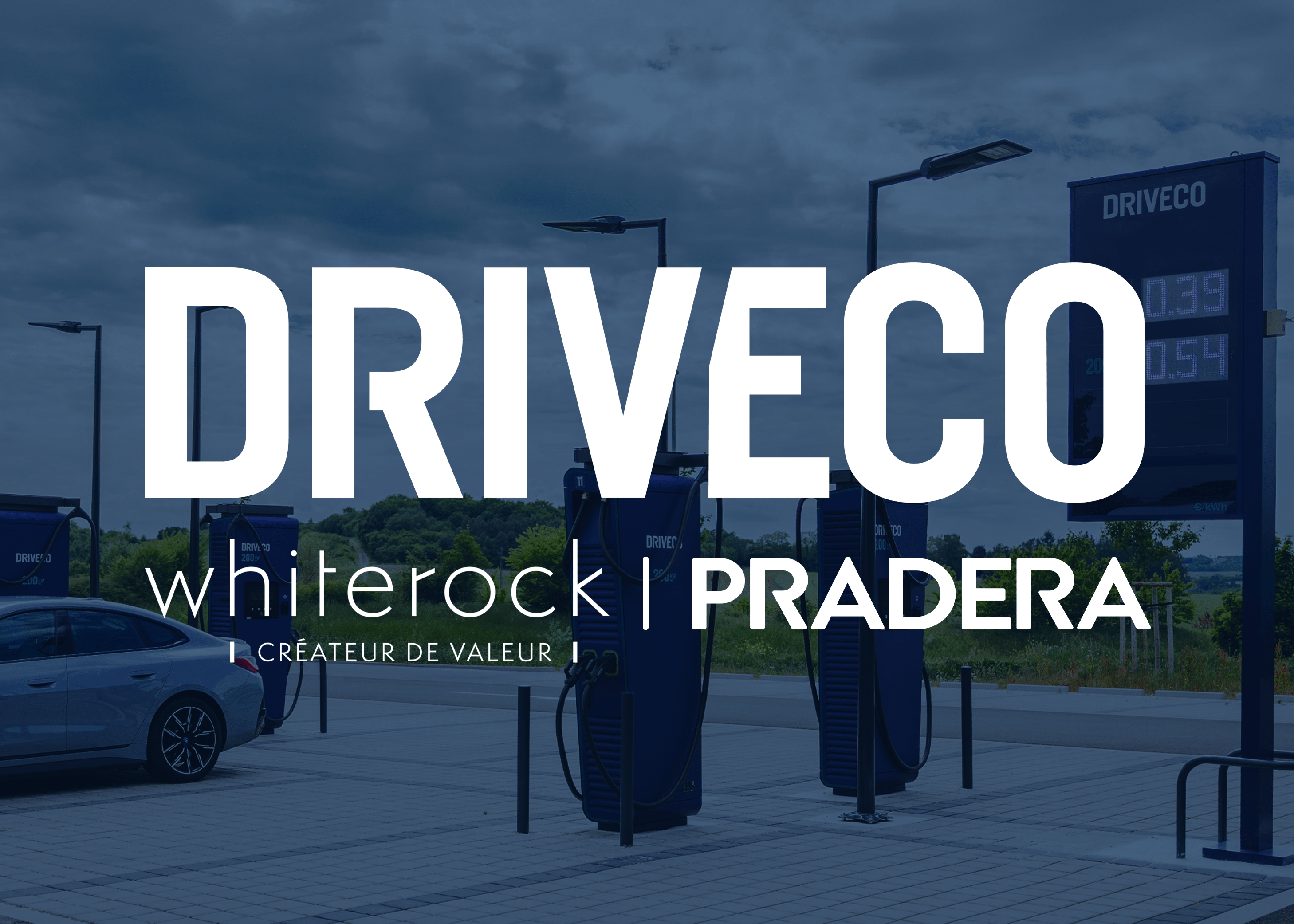 Logo DRIVECO avec le logo Whiterock et le logo Pradera