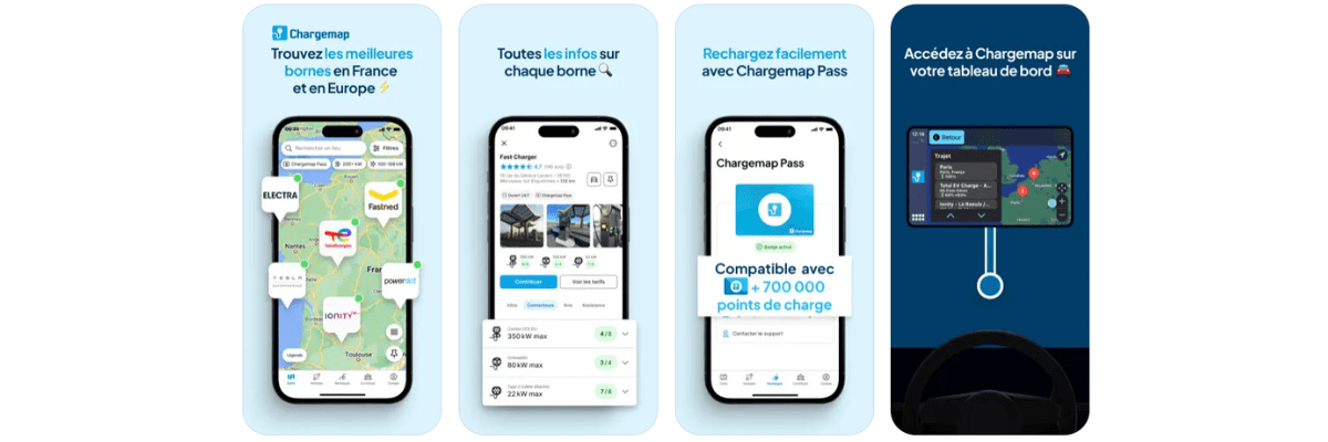 Captures d'écran de l'app Chargemap