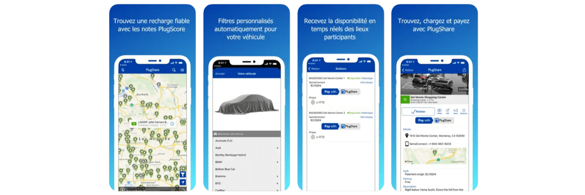 Captures d'écran de l'app PlugShare